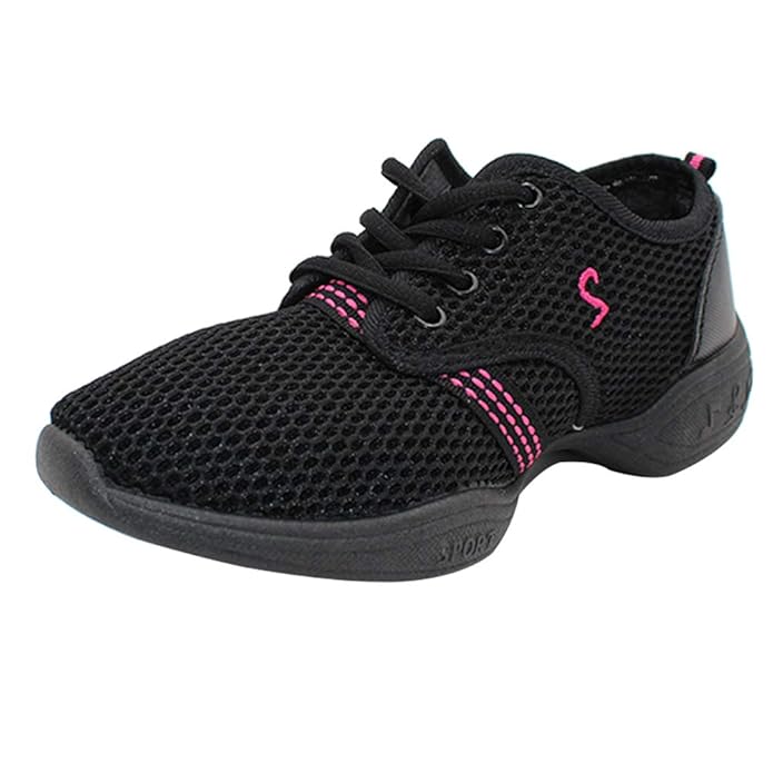 uirend Schuhe Sport Outdoorschuhe Tanzschuhe Damen - Schwarz Mesh Lace Up Training Schuh Modern Tanz Jazz Tango Latein Gymnas