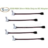 SoundOriginal LED 5050 RGB Strip Light Connector - Strip to Power Adaptor - 5050 to Transformer DC Jack - 4 Conductor 10mm Wide 5050 RGB Multicolor Welding Connector Cable 6inch (5pcs/pack)