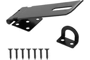 YONSIN 5" Door Padlock Safety Hasp Latch, Door Hasp Clasp Lock Gate Shed Hasp Latch Lock for Door Window Cabinet Pet Cage Toolbox Shed Fence, 304 Stainless Steel, Matte Black Finish, 1 Pack