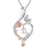 TOUPOP Gifts for Her Rose Heart Infinity Necklace 925 Sterling Silver Heart Butterfly Sweet Jewelry Anniversary Valentines Day Birthday Gifts Women Girlfriend Wife Mom Grandma