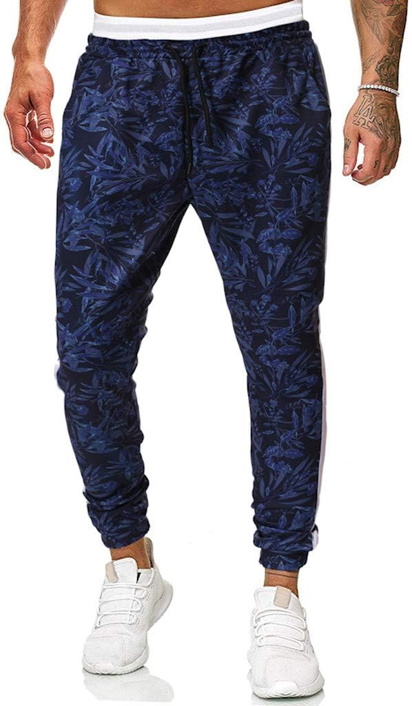 SANFASHION Mens Gym Joggers Sweatpants Tracksuit Jogging Bottoms Running Trousers with Pockets Men's Jogger Sports Trousers Mens Tracksuit Bottoms Slim Fit Joggers Zip Pockets Sweatpants
