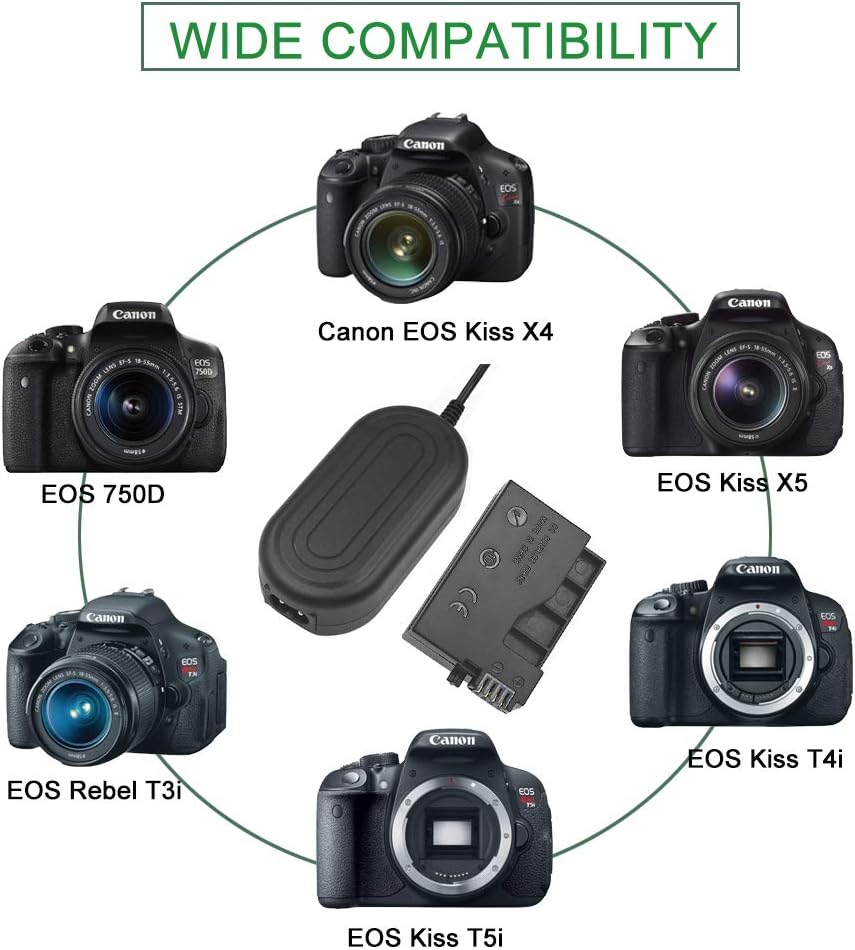 Electronics Adapters Dr E8 Dc Coupler Charger For Canon Eos Rebel T5i T4i T3i T2i Kiss X6 Kiss X5 Kiss X4 700d 650d 600d 550d Cameras Gonine Ack E8 Ac Power Adapter Kit Lp E8