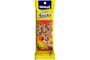 Vitakraft Crunch Sticks Apricot & Cherry Flavor Bird Treat for Conures (2 Sticks), 3.5 oz, 051233316956