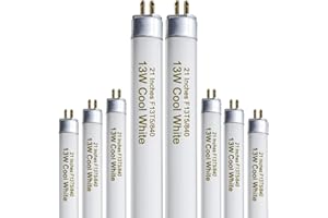 KONIDEKE 8 Pack 21 Inch T5 Fluorescent Light Bulb 13 Watt F13T5/CW Compatible for Sylvania Satco Philips GE Under Cabinet Tube Light Cool White 800 Lumen G5 Base 8 Count