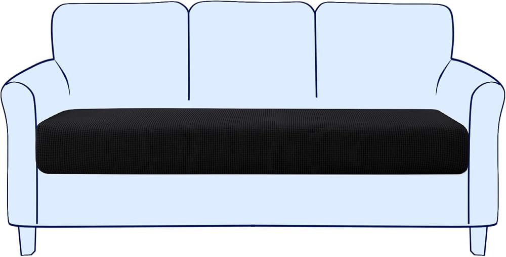 subrtex Sofa Seat Cushion Covers Stretch Polyester Fabric Protector Black 3
