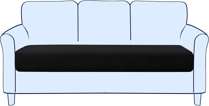 subrtex Sofa Seat Cushion Covers Stretch Polyester Fabric Protector Black 3
