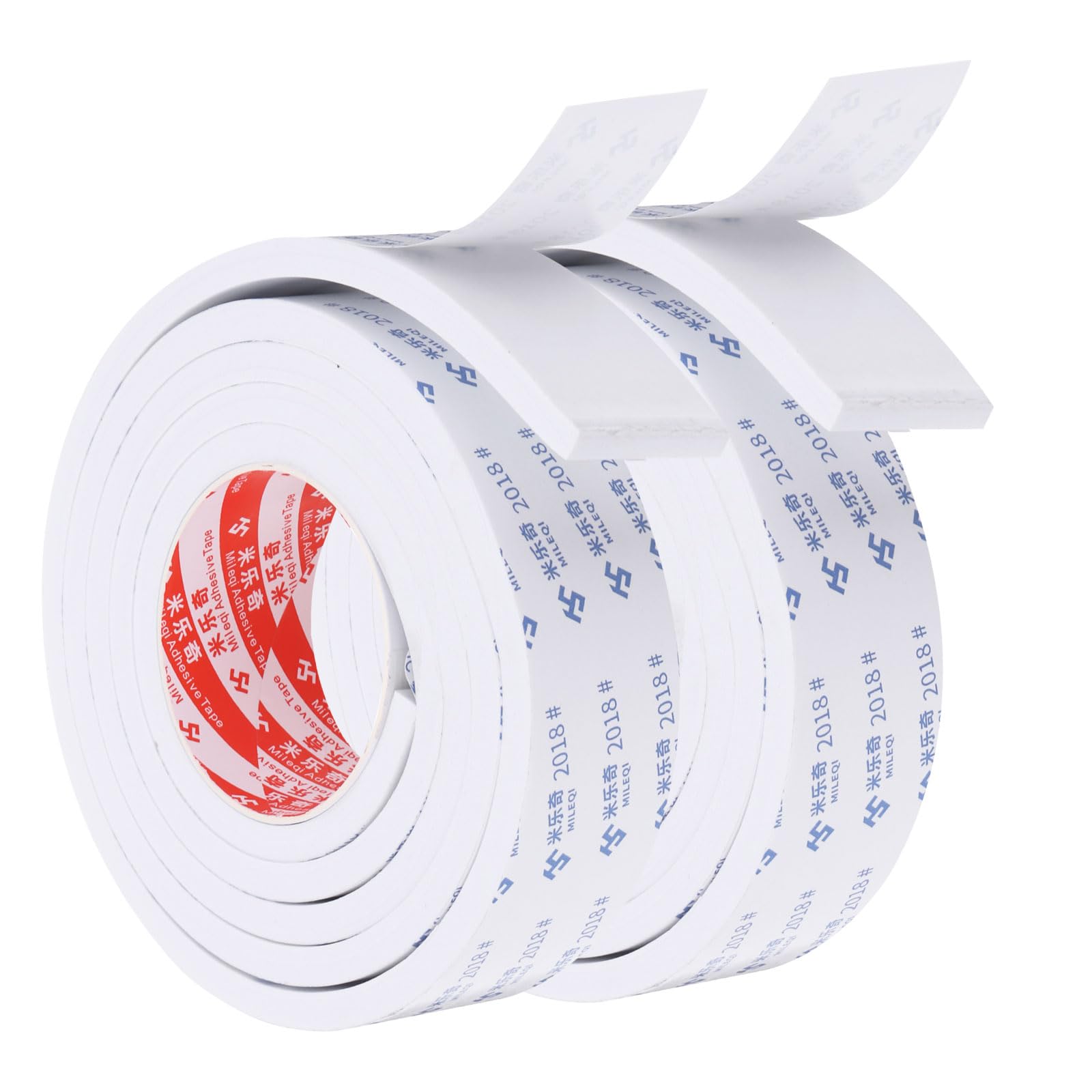 PATIKIL 2m/6.6ft Sealing Foam Tape, 2 Pack 4.5cm Wide 10mm Thick Single Sided Weather Stripping Door Seal Strip for Window Door Insulation, White