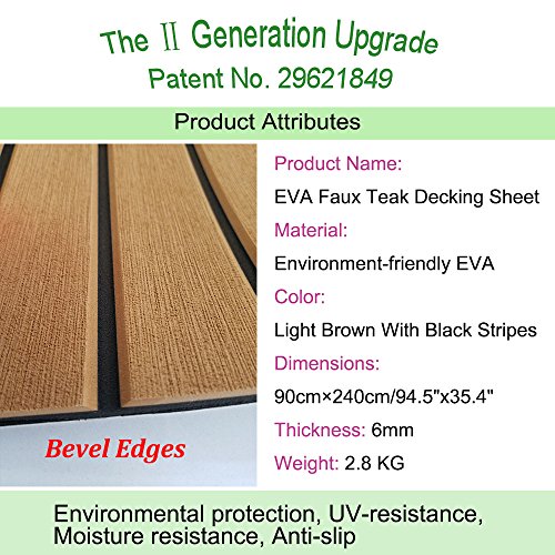 image for yuanjiasheng Second Generation Upgrade EVA Faux Teak Decking Sheet For