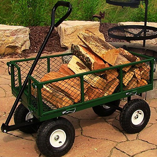 Sunnydaze Green Heavy Duty Steel Log Cart, 34 Inches Long x 18 Inches Wide, 400 Pound Weight Capacity - Thumbnail 2