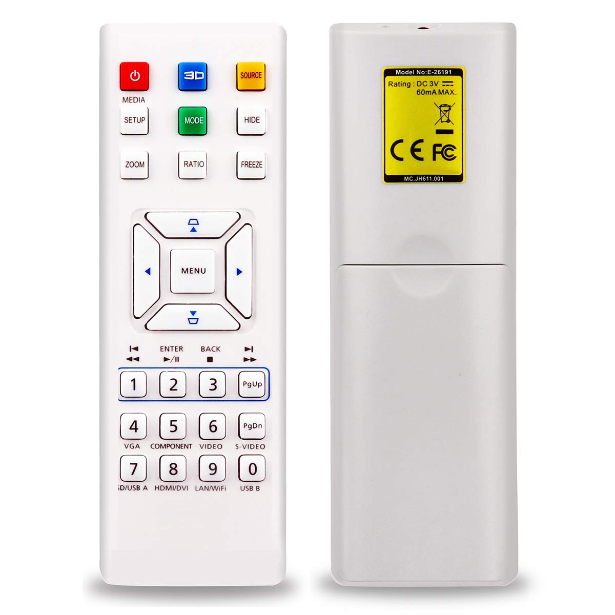 Aimdio Projector Remote Control for Acer H5360BD H5380BD H5382BD H6510BD H6517ABD H6517BD H6517ST H6520BD H7532BD H7550BD H7550BDz H7550ST P1173 P1500 P6200 P6600 P6500 Projector Remote