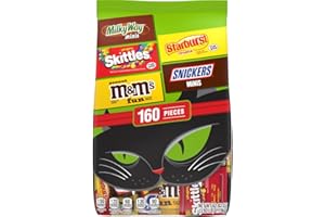 MARS M&M'S, SNICKERS, SKITTLES, & STARBURST Halloween Candy Bulk Chocolate and Fruity Candies Fun Size Variety Pack of Halloween Snacks, Treats, and Party Favors, 160 Ct Bag