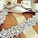 Wedding Accessories Bridal Rhinestone Belt Beaded, Silver-Ivory, Size 5.0