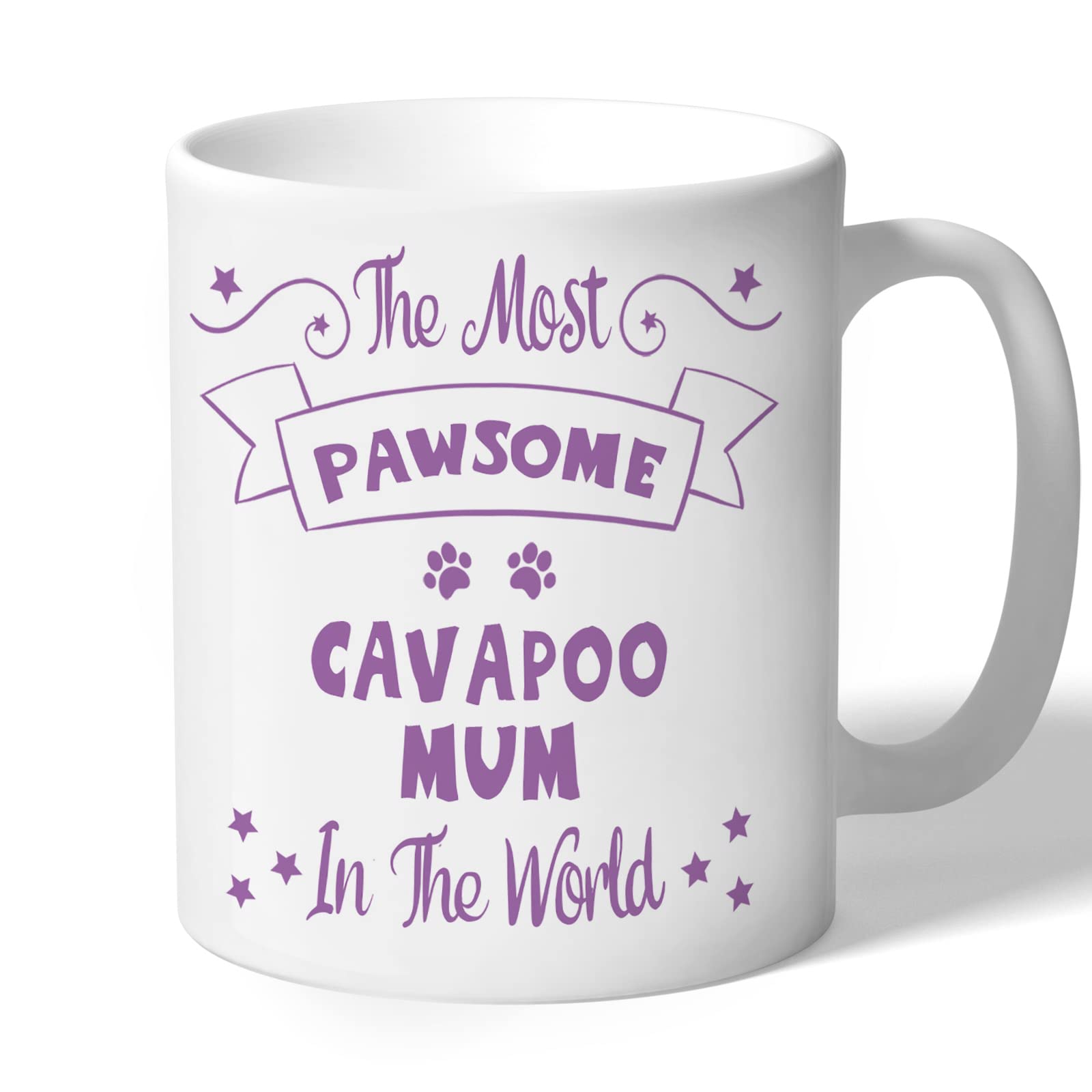 Dog Lovers Collection Cavapoo Mum Mug Pawsome Gifts (Lilac Print) for Women Lover Owner Present Ceramic 10oz/300ml