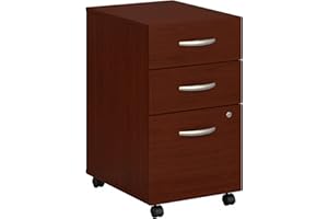 Bush Business Furniture Series C 3 Drawer Mobile File Cabinet in Mahogany, Assembled Office Storage Unit for Home or Commercial Spaces