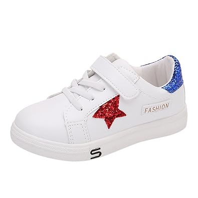 ?HWTOP Sportschuhe Kinder Kind Boys & Girls Stern Platte Flecken Leder Laufen Freizeitschuhe Klett Weiße Schuhe Turnschuhe Fr