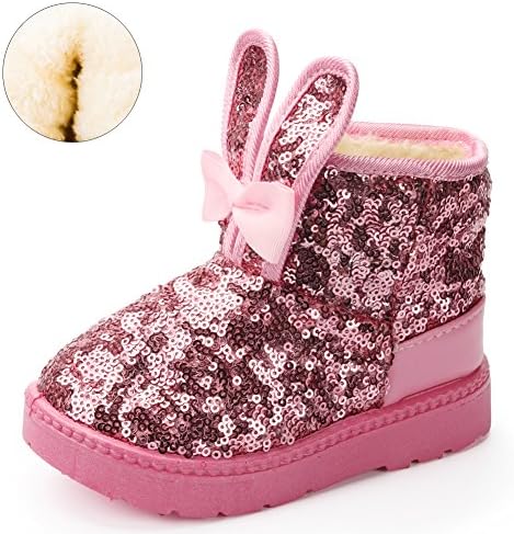 LUUB [New Design] Bunny Ears Kid Boots Warm For children Girls Winter Snow Shoes Fashion (Toddler/Little Kids) DTX01,Pink,28