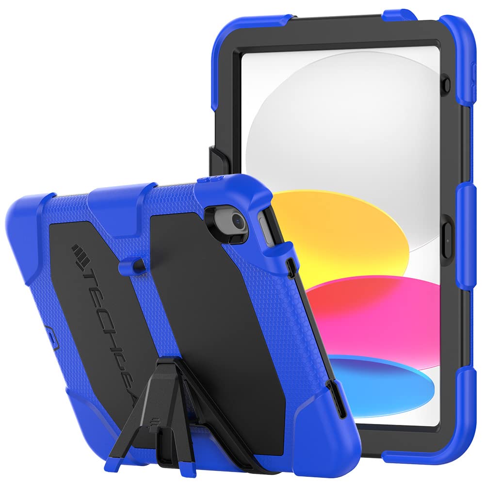 TECHGEAR G-SHOCK Case for iPad 11" A16 (11th Gen 2025) & 10.9" (10th Gen 2022), Heavy Duty Rugged Shockproof Protective Screen Protector Case with Stand, For Schools, Builders, Kids, Everyday Use