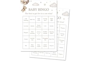 Teddy Bear Baby Shower Jeu de Bingo - Lot de 30 cartes (genre neutre)