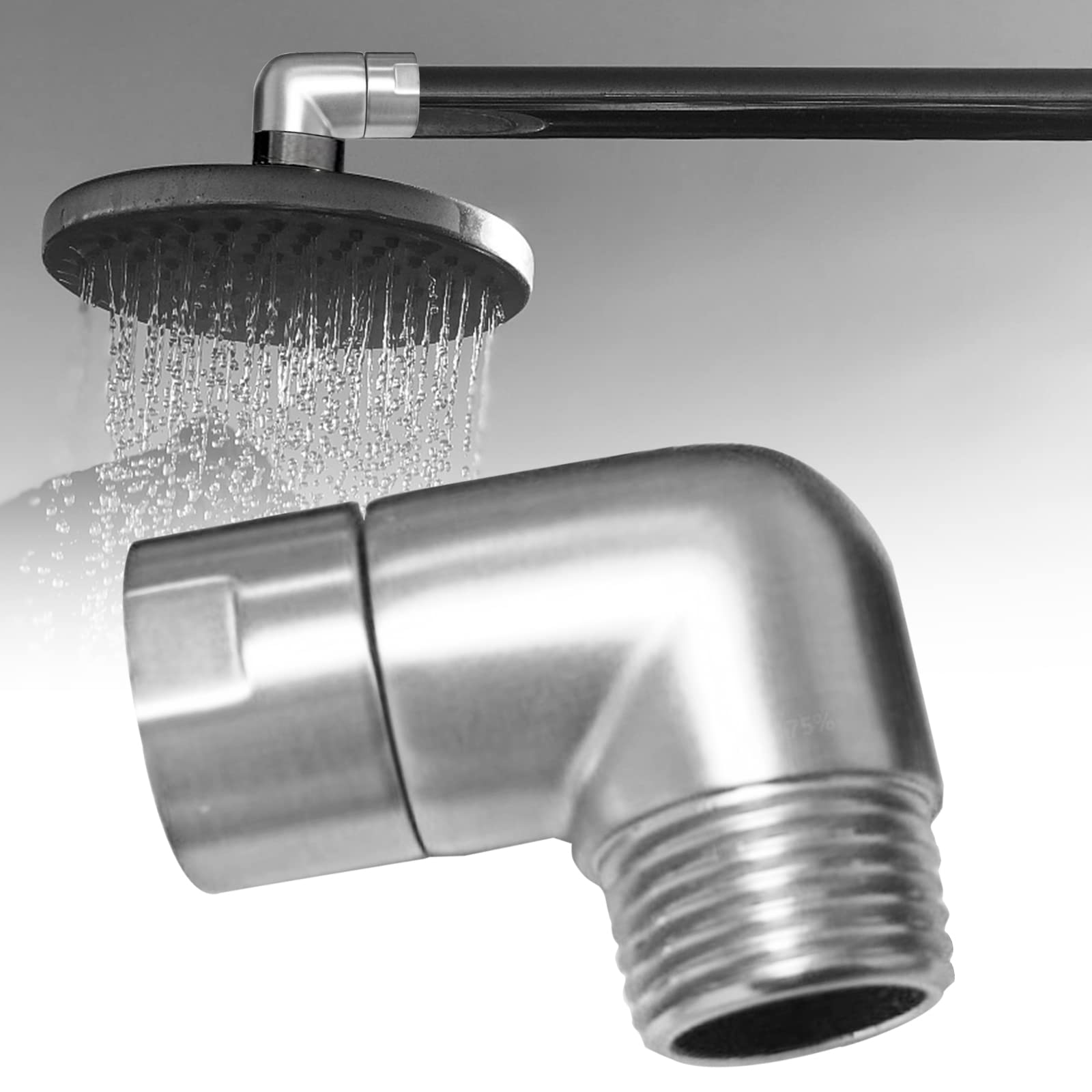 Shower Elbow Adapter for Shower Head,90 Degree Shower Arm Adapter, Shower Head Extension Elbow Adapter Shower Arm Extension,Shower Hose Connector for Hand Shower (1 PC, Silver)