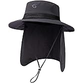 Oversized XL XXL Men's UV 50 Waterproof Packable Mesh Neck Flap Sun Fishing Hat Bucket Bonnie Hiking