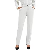 FUNYYZO Women Stretch Business Straight Leg Dress Slacks Pants with Pockets Wear to Work 2026 Casual Suitpants