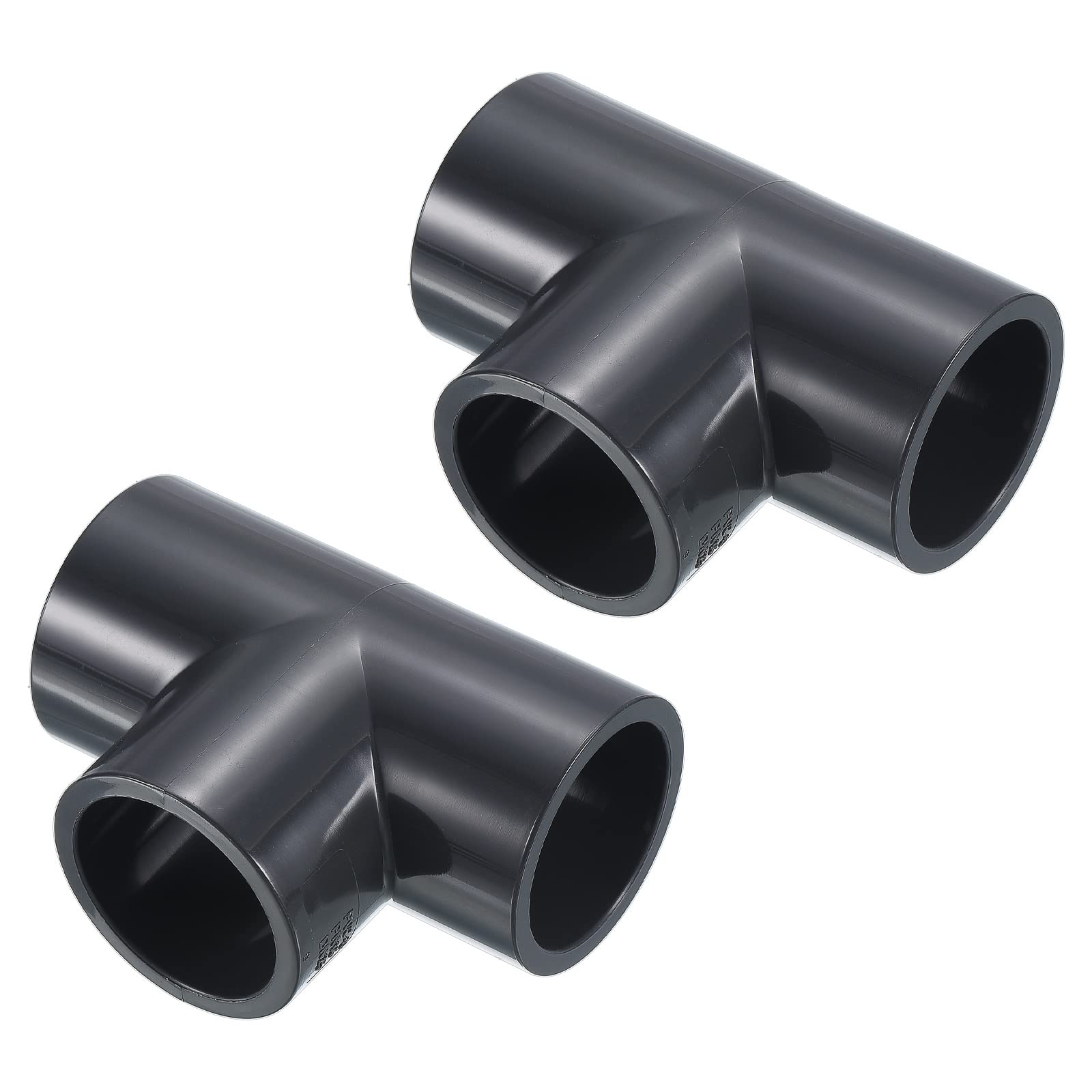 PATIKIL 1" 3 Way UPVC Tee Pipe Fittings, Joint Coupling Pipe Adapter for DIY PVC Shelf Garden - 2 Pack Dark Gray