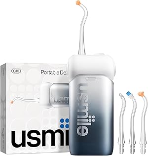 usmile C10 Tragbare Munddusche – 95 Tage Akkulaufzeit, 4 Reinigungsmodi, 180 ml Tank, IPX7 Wasserdicht, Ideal für Reisen, Zahnspangen, Implantate & Empfindliches Zahnfleisch (Schwarz)