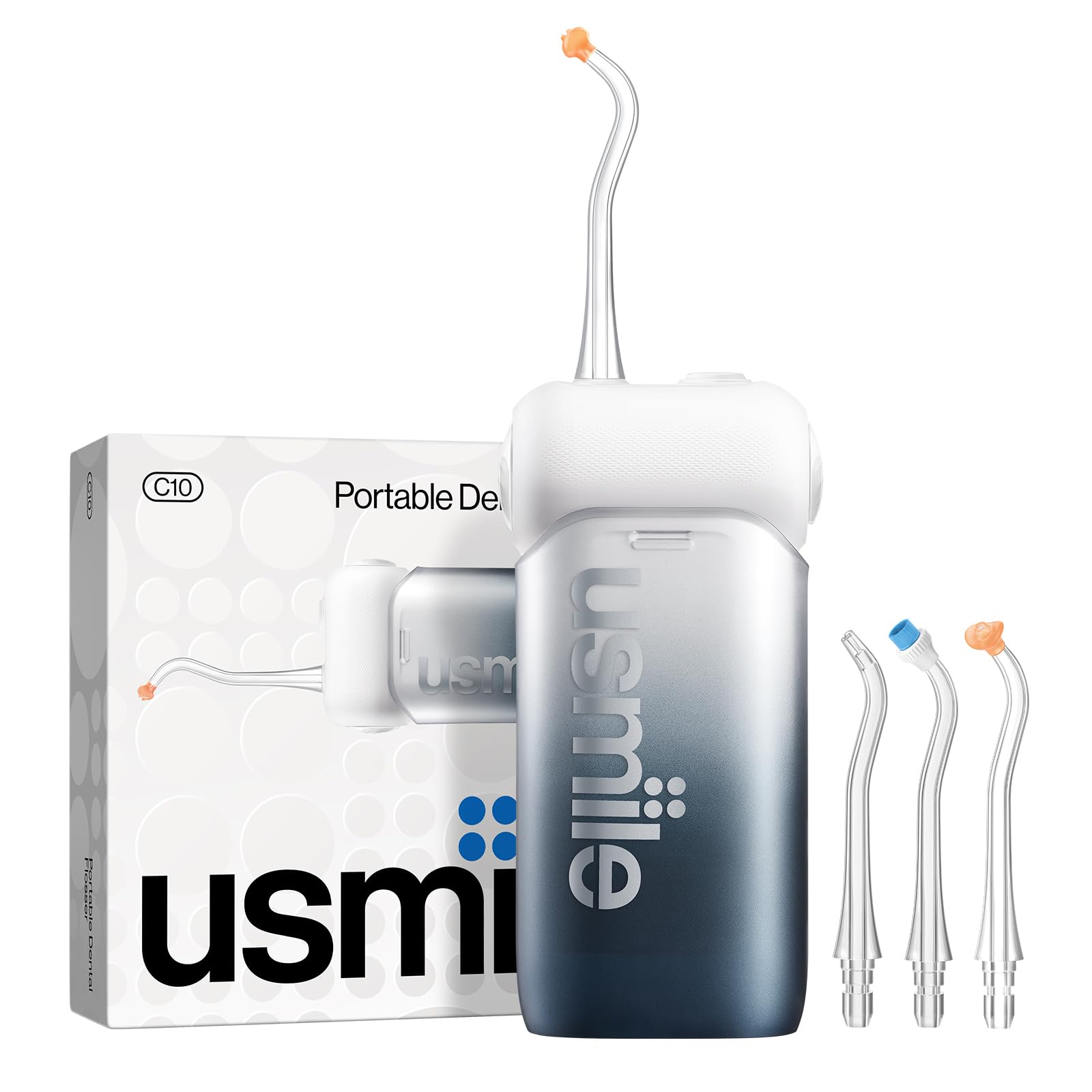 Photo 1 of usmile C10 Portable Water Flosser – Travel-Friendly, 95-Day Battery, 4 Modes, 360° Nozzle, 180ml Tank, IPX7 Waterproof, Dentist-Recommended for Braces, Implants & Sensitive Gums (Inkstone Black)