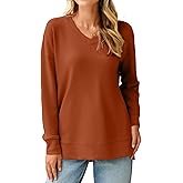 Glamaker Women's Long Sleeve V Neck Sweatshirt Air Essentials Soft Loose Pullover Sweatshirts