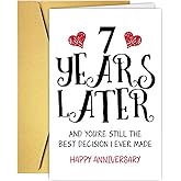 RUALOVE Romantic 7 Years Anniversary Card for Husband Wife, Sweet 7th Anniversary Presents, Idea Seven Years Wedding Cards Gift for Him Her, 7th Wedding Cards For Couple