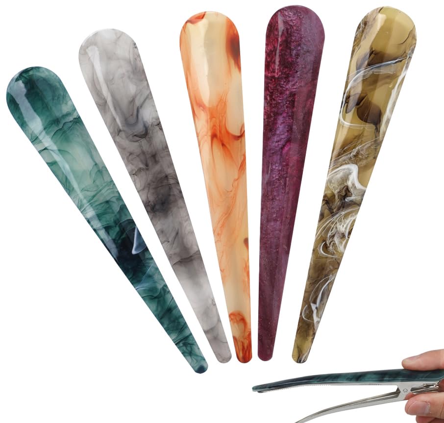 YEYIT Duck Teeth Bows Hair Clips 5 Pcs Beak Clips for Hair Beak Barrettes Large Acrylic Duckbill Hair Clips for Women Lady Alligator Hairpins (Mixed Color)