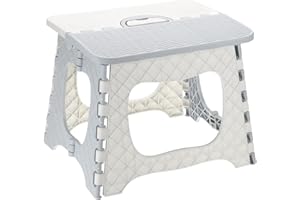 uxcell 9" Folding Step Stool for Adults 275 lbs Capacity Non-Slip Step Stool with Handle Collapsible Foot Stools, Grey Small 
