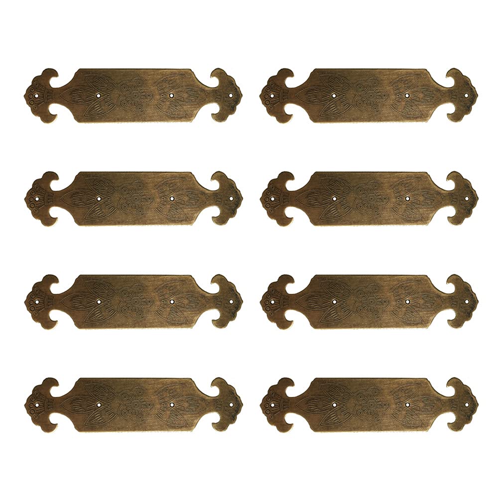 Tiazza 8Pcs Vintage Style Antique Brass Embossing Decorative Corner Protectors Classical Furniture Corner Braces Guard Edge Cover