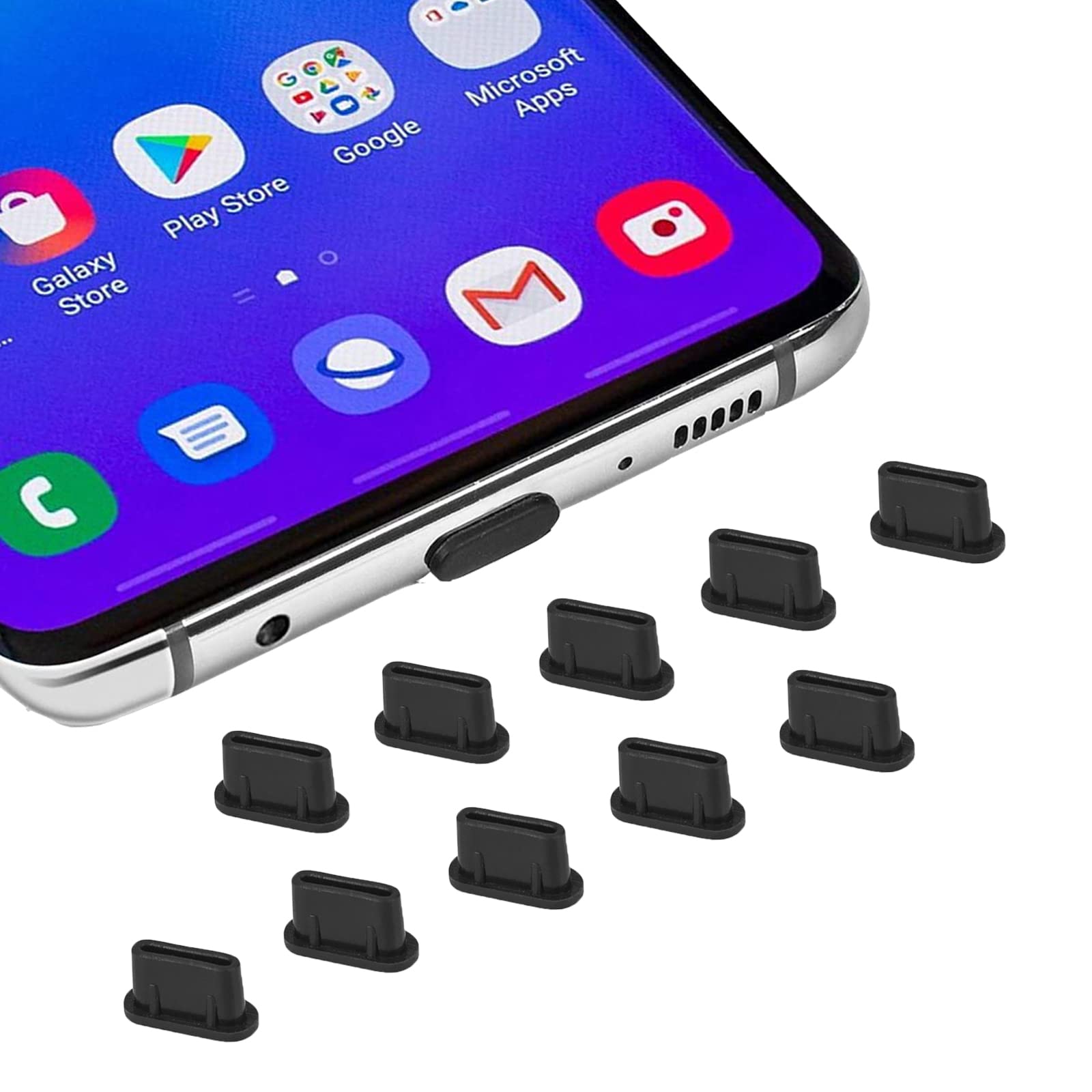 USB C Cover, 10 Pack Type C Dust Plug Charger Port Protector for iPhone 17 16 15 Pro Max, Samsung Galaxy S24, S23, S22 Ultra S21 FE S20, Note 20, All USB C Devices & MacBook Laptop