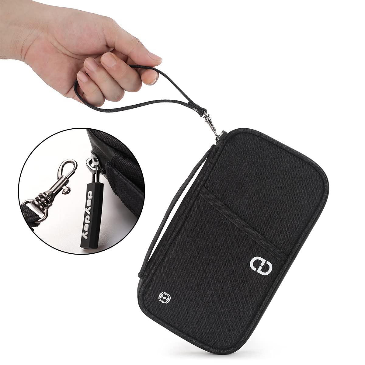 dayday® Passport Holder for Travel Family - RFID Blocking Travel Wallet Organizer Bag for Documents - Water-Resistant Passport Wallet with Wrist Strap, Up to 4 Passports - 8.7 x 4.7 x 1.2 Inches