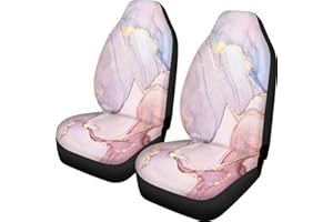 Pehede Car Seat Cover Gold Pink Marble Texture Front for Cars, Easy to Install Cover Set, Accessories Auto Trucks Van SUV,2 Packs