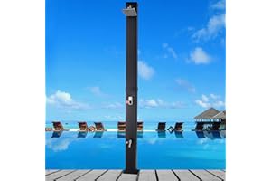 AMGYM Outdoor Solar Shower 11 Gallon Solar Heated Outdoor Shower with Rain Shower & Foot Shower for Outdoor Backyard Garden Pool Beach