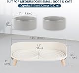 AHX Elevated Dog Food Water Bowl Set Ceramic Double Bowls Grey view 3