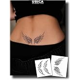 Semi Permanent Tattoo, Minimalist Angel Wings Design, Medium | 2 Sheets, Realistic, Lasts 7-15 Days, Waterproof, Smudge-Proof &amp; Non-Reflective