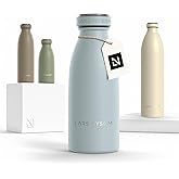LARS NYSØM Stainless Steel Insulated Water Bottle 12oz 17oz 25oz 34oz 51oz | Insulated Thermo Flask for Hot and Cold Beverages | Leakproof Drinking Bottle (Sky Blue, 11.9oz)