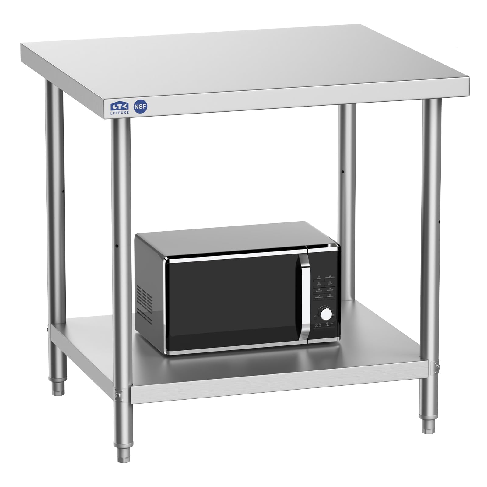 Leteuke Stainless Steel Prep Table, NSF Metal Table with Adjustable Undershelf, SUS201 Commercial Heavy Duty Work Table, Prep Table for Restaurant Home Hotel Kitchen - 36" x 24" x 34"