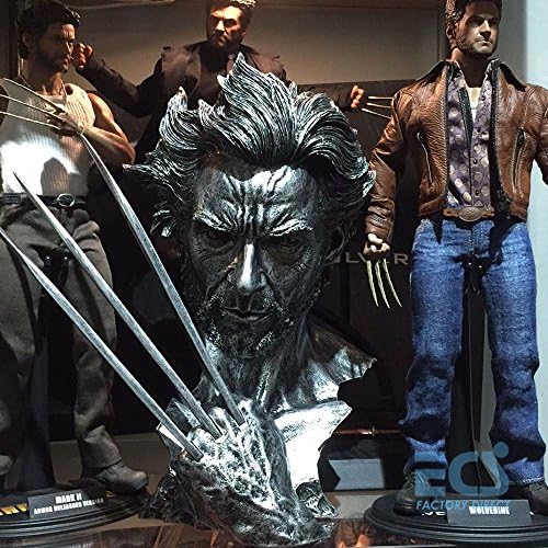 Classic X-Men Origins Wolverine Hugh Jackman Bust Resin Action Statue Figure 30cm (Silver)
