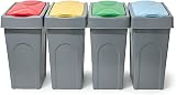 FINE STAR 50L Plastic Kitchen Recycling Bin With Lid Blue Office Waste Dustbin view 4