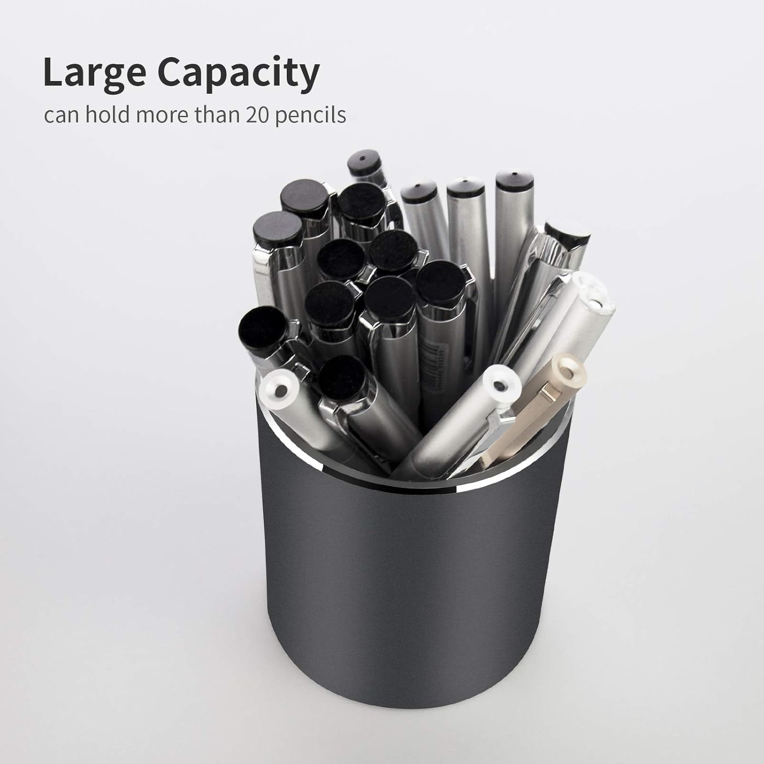 Vaydeer Metal Pen and Pencil Holder Made of Aluminum Desk Storage Large Capacity Makeup Brush Holder for Office, Classroom, Home Black: Home Improvement