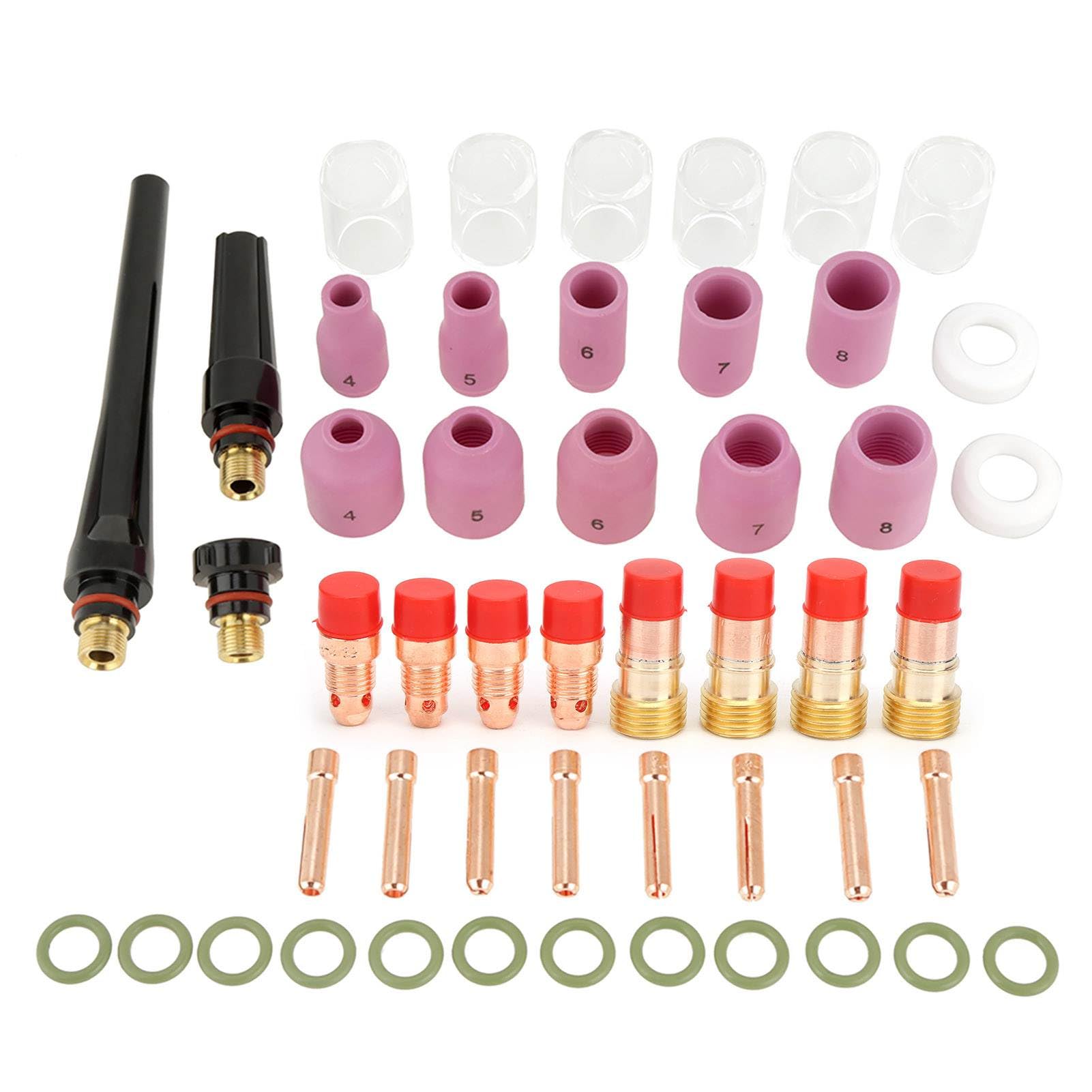 Oumefar 49pcs TIG Welding Sets Copper Gas Lens Alumina Nozzles Cups Collets TIG Welding Accessories for TIG Welding Gun