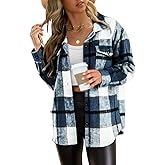 AUTOMET Shackets for Women Plaid Flannel Shirts Fall Winter Jackets Cute Tops Trendy Western Cowgirl Outfits Teen Girls Coats