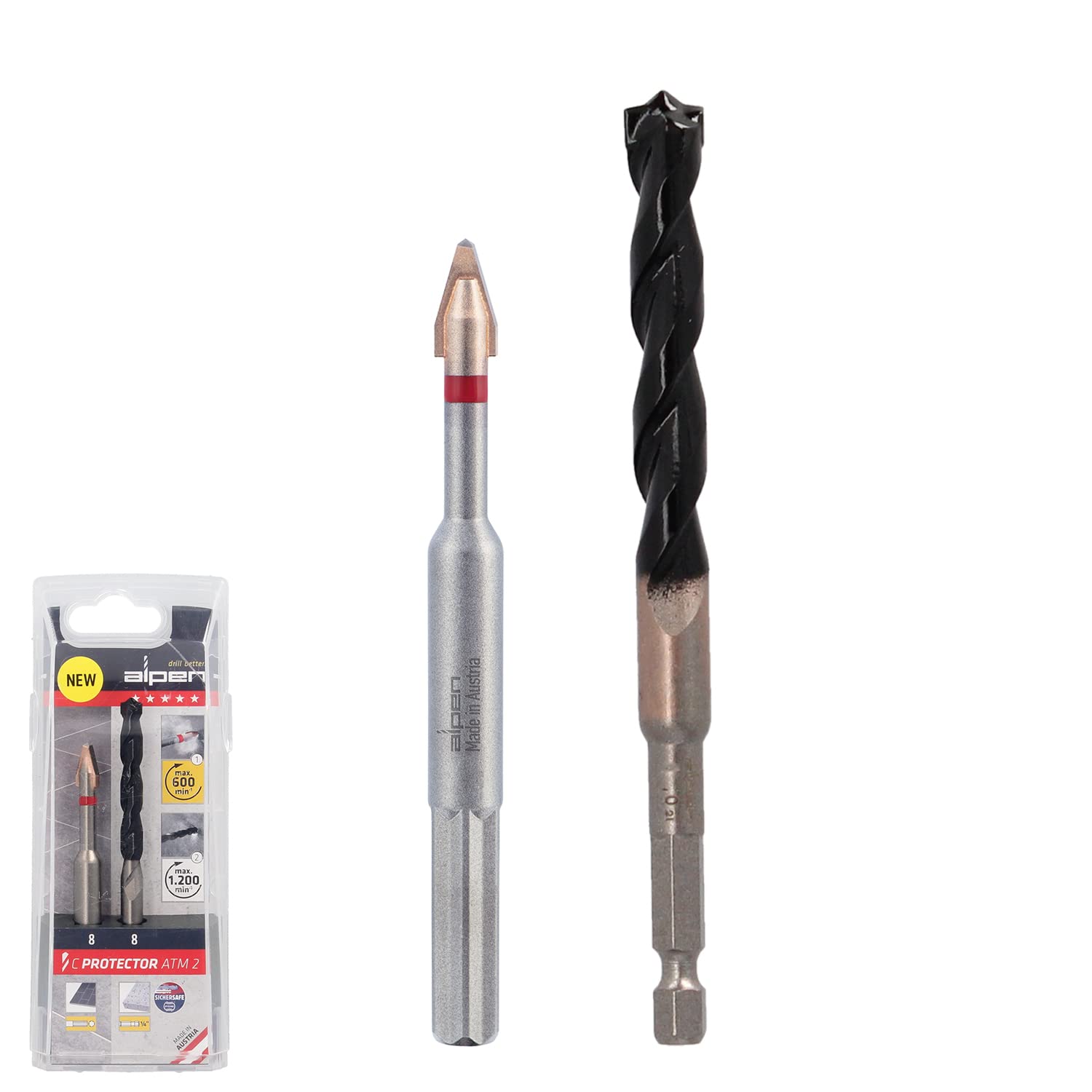 ALPEN 303082100 Drill Bit Set C Protector + Professional Concrete Diameter 8 mm 2-Piece Silver