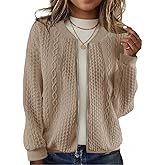 kipfall Women's Zip up Sweatshirt Jacket Stand Collar Hoodless Outerwear Casual Coat with Pockets