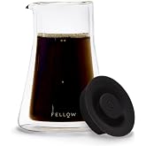 Fellow Stagg Double Wall Pour Over Glass Coffee Carafe, 20 Ounce | Heat Retaining Handblown Borosilicate Glass Server, Coffee Pitcher and Tea Decanter, Cold Brew, Ratio Aid Dots, Clear