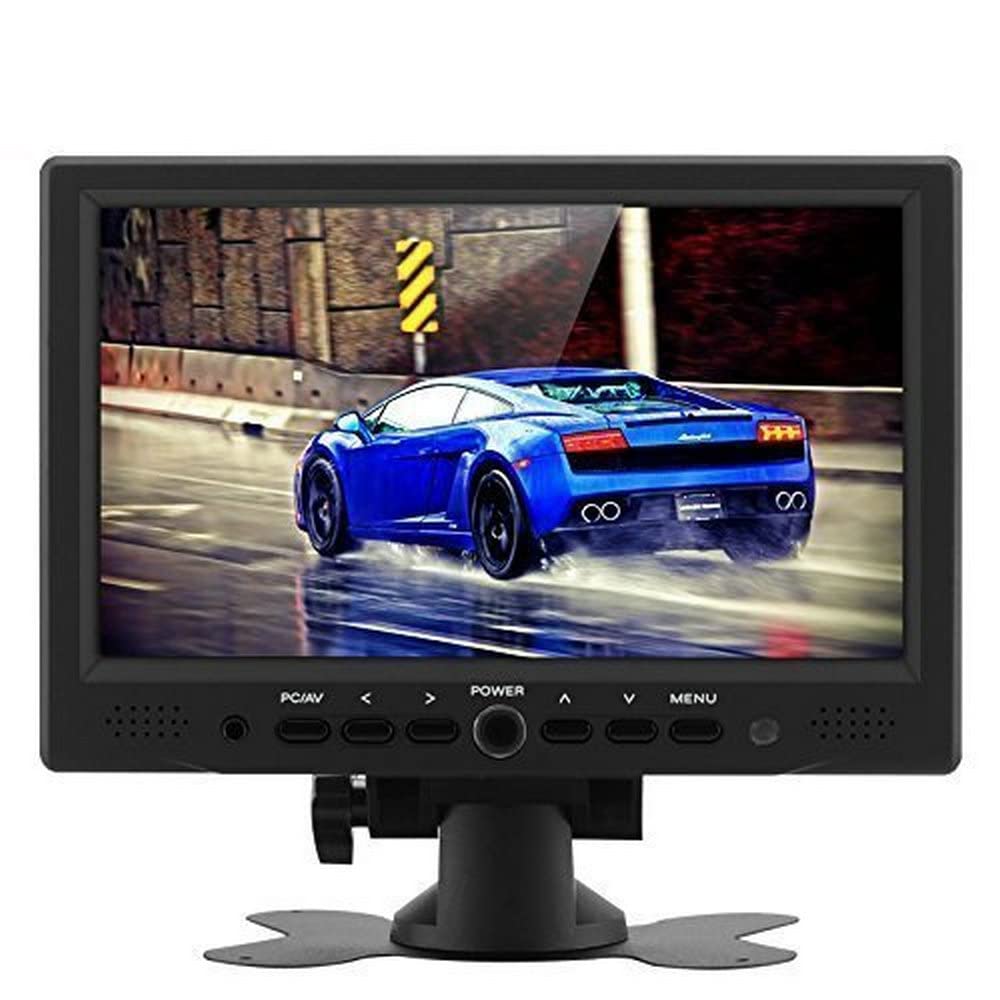 BW 7 Inch TFT LCD HDMI Car Monitor Car Headrest Monitor PC Monitors- 800x480 Native Resolution, HDMI + VGA + AV Video Inputs, 360 Degree Rotating Stand